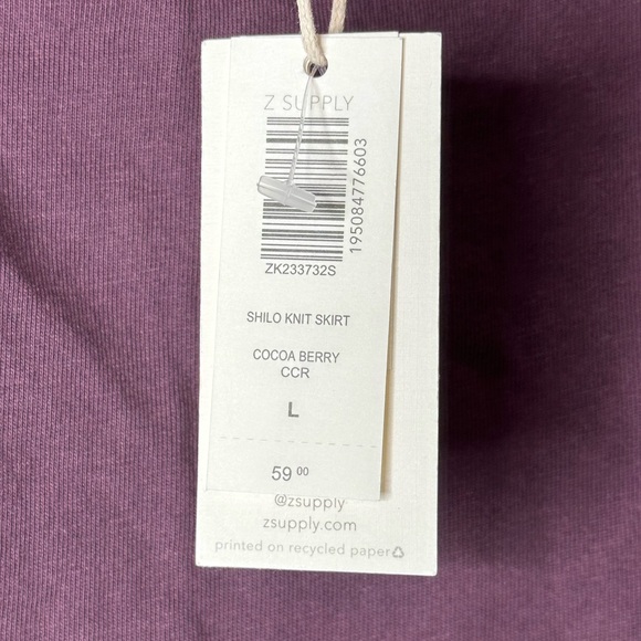 NWT - Z SUPPLY SHILO COCOA BERRY KNIT SKIRT Size Large - Picture 8 of 10